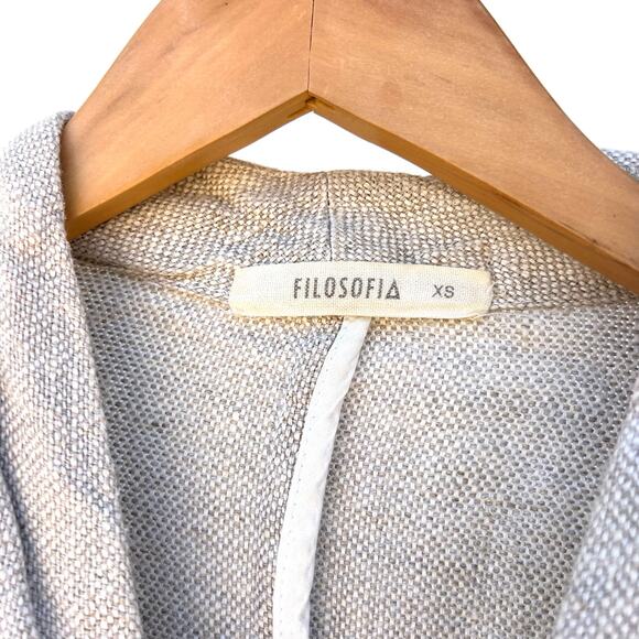 Filosofia Linen Coat Taupe XS Button Minimalist Sustainable Oversized Wabi-Sabi - Picture 4 of 10